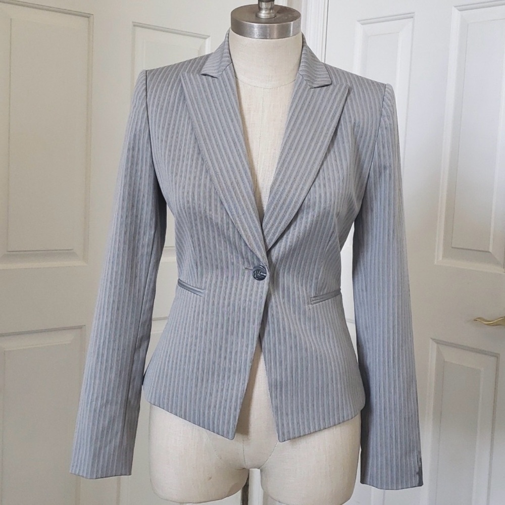 ANTONI MELANI Pinstriped Suit Jacket Gray Black